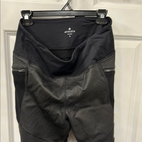 Athleta Black Leather Leggings - Picture 2 of 8